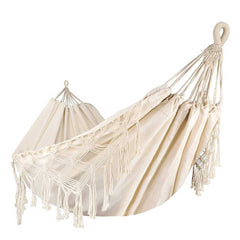 HARDLAND Double Boho Macrame Hammock with Elegant Tassels
