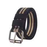 HARDLAND Men's Tactical Nylon Web Stripe Belt with Metal Buckle