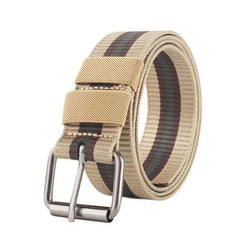 HARDLAND Men's Tactical Nylon Web Stripe Belt with Metal Buckle