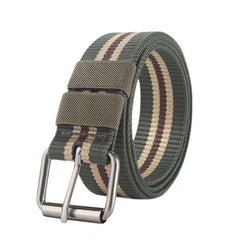 HARDLAND Men's Tactical Nylon Web Stripe Belt with Metal Buckle