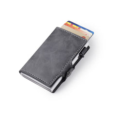 HARDLAND RFID Blocking Aluminum & PU Leather Wallet with Pop-Up Card Holder