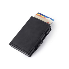 HARDLAND RFID Blocking Aluminum & PU Leather Wallet with Pop-Up Card Holder