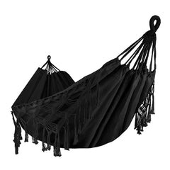 HARDLAND Double Boho Macrame Hammock with Elegant Tassels