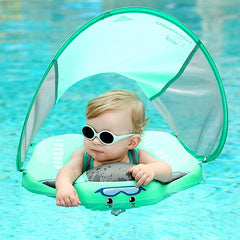 HARDLAND Baby Swim Float with Canopy, Non-Inflatable Solid Float