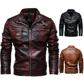 HARDLAND Men's Fashion Coat Leather Jacket Motorcycle Style