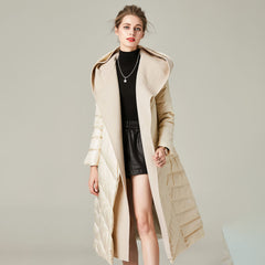 HARDLAND Winter Women's Coat Fashion Patchwork Long Puffer Coat Casual