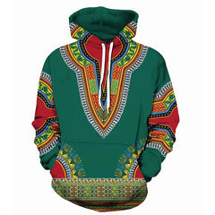HARDLAND Unisex African Print Dashiki Hoodie Men Women Fashion Long Sleeve Streetwear Sweatshirts
