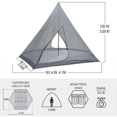 HARDLAND Large Waterproof Tipi Tents 8 Person Room Teepee Tent Instant Setup Double Layer