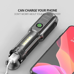 HARDLAND Telescopic Zoom Flashlight USB Charging Strong Light Flashlight