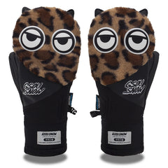 HARDLAND Cute Big Eyes Plush Men And Women Waterproof And Wear-Resistant Ski Gloves
