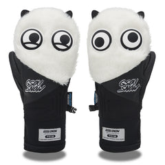HARDLAND Cute Big Eyes Plush Men And Women Waterproof And Wear-Resistant Ski Gloves