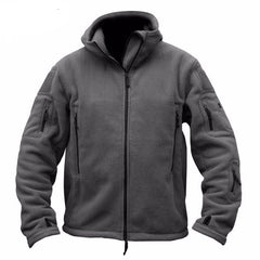 HARDLAND Men's Tactical Fleece Jacket Warm Multi-Pockets Outdoor Hooded Coat