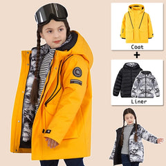HARDLAND Kids 2 in1 Waterproof Winter Down Jacket Puff Winter Parka