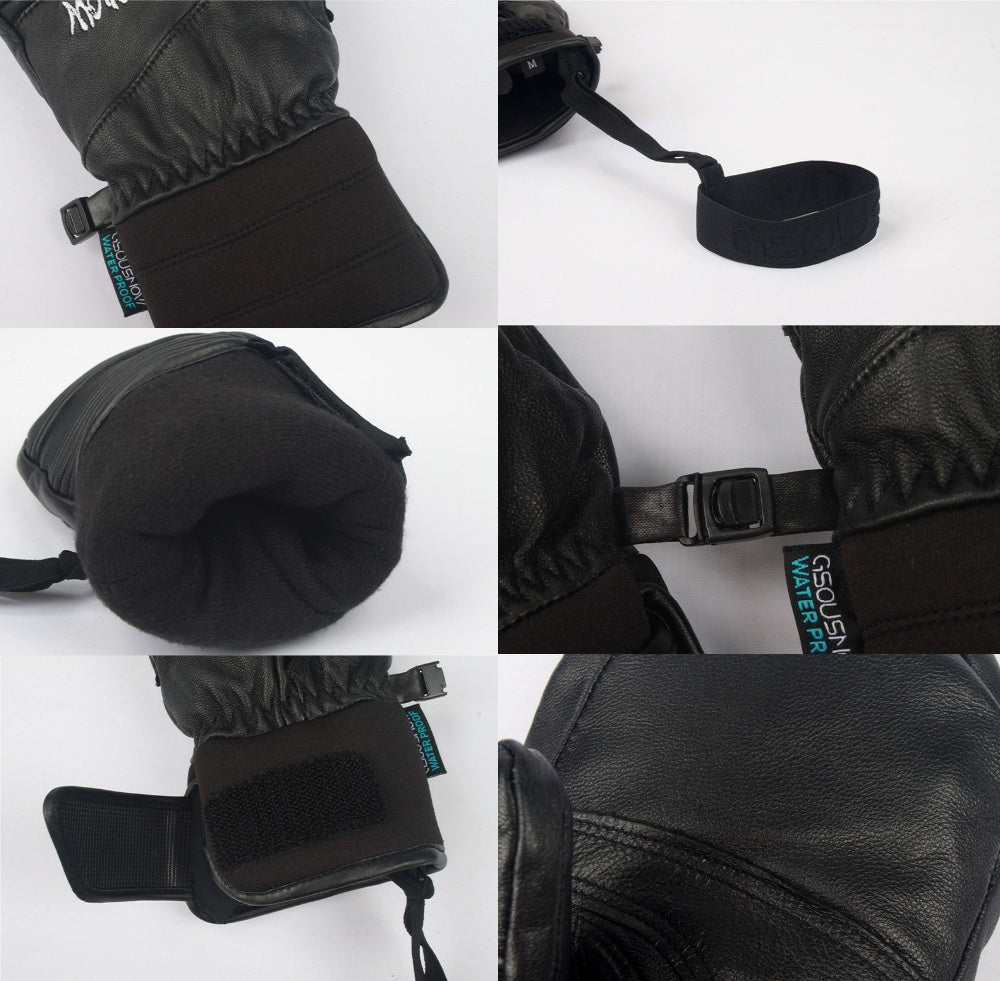 HardLand Waterproof Leather Ski Snowboard Gloves for Men & Women