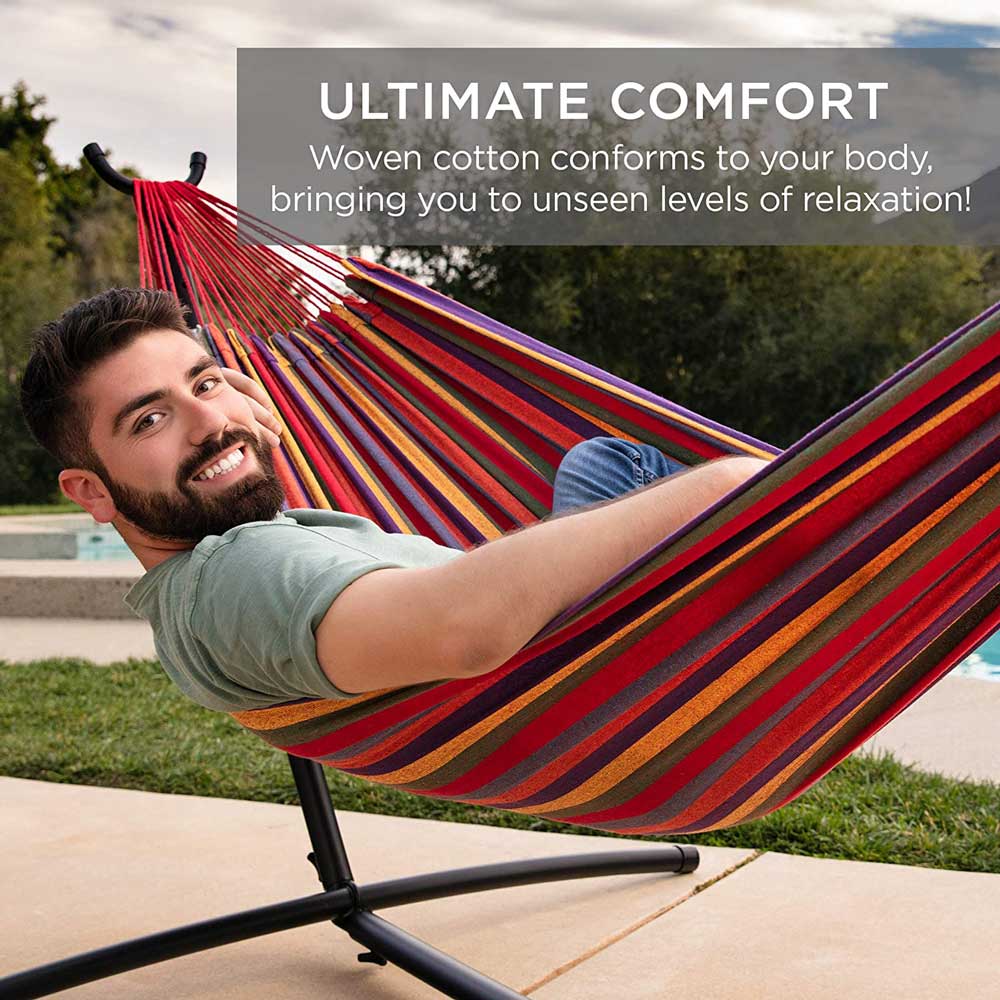 HARDLAND 2-Person Double Hammock with Stand Set