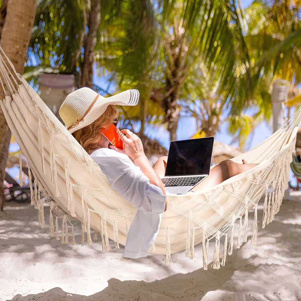 HARDLAND Double Boho Macrame Hammock with Elegant Tassels – Hardland