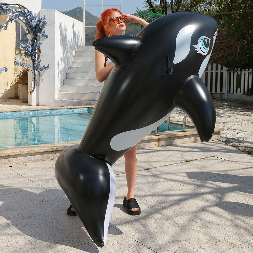HARDLAND Inflatable Black Whale Inflatable Pool Float