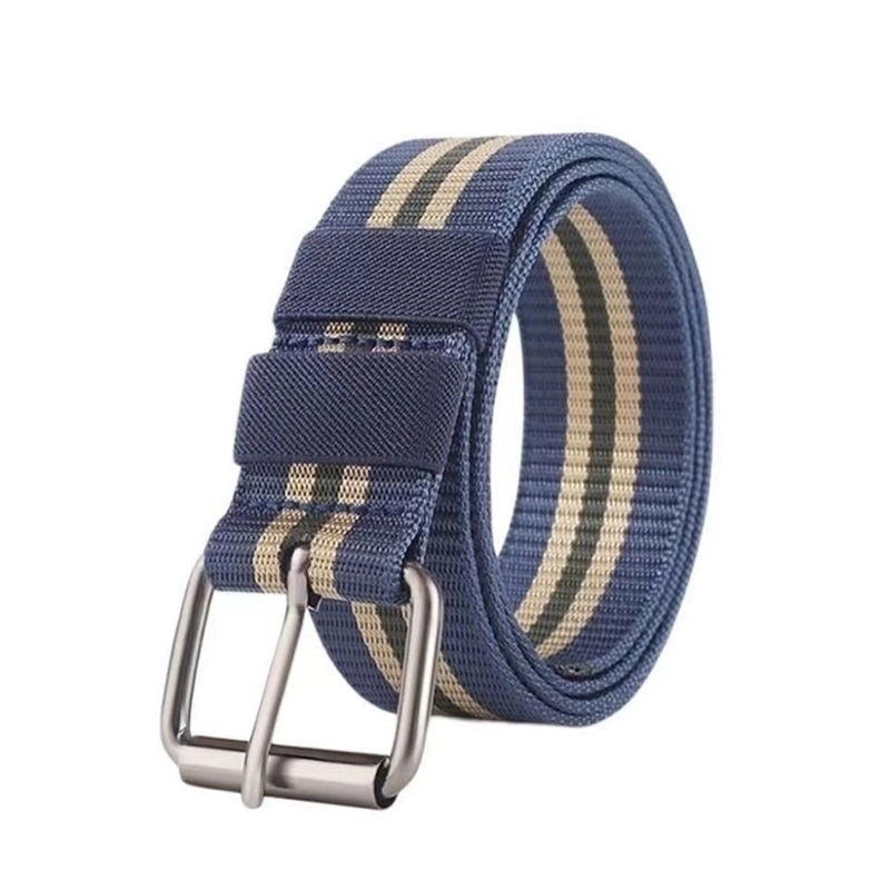HARDLAND Men's Tactical Nylon Web Stripe Belt with Metal Buckle
