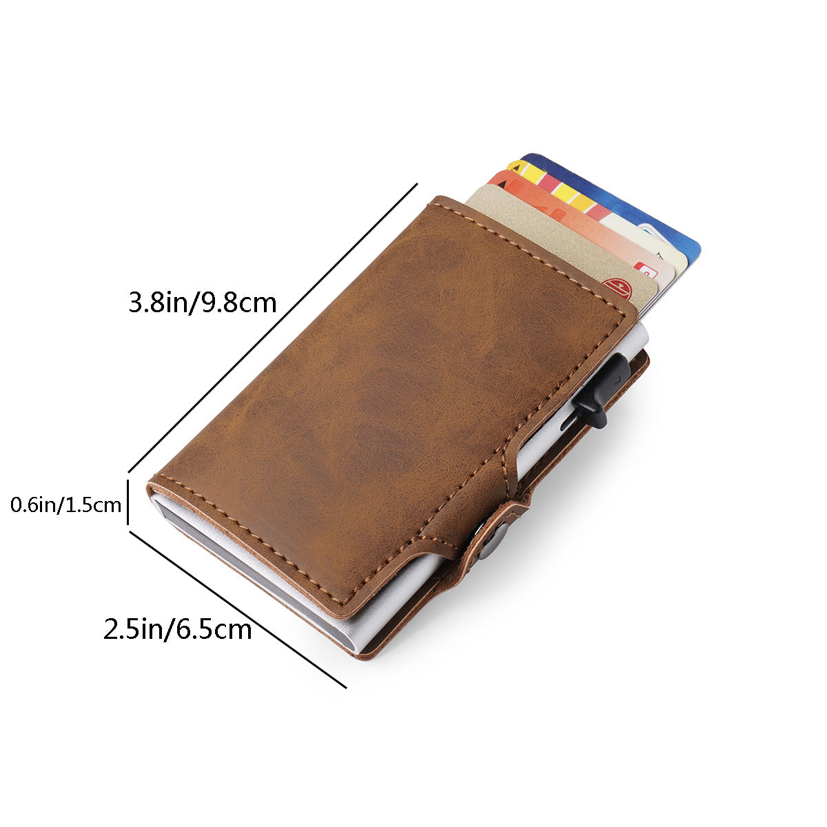 HARDLAND RFID Blocking Aluminum & PU Leather Wallet with Pop-Up Card Holder