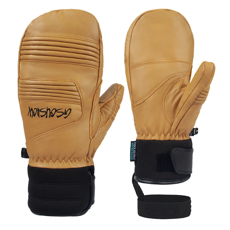 HardLand Waterproof Leather Ski Snowboard Gloves for Men & Women