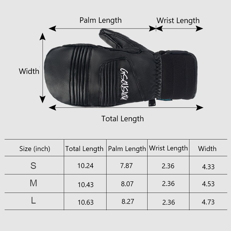 HardLand Waterproof Leather Ski Snowboard Gloves for Men & Women