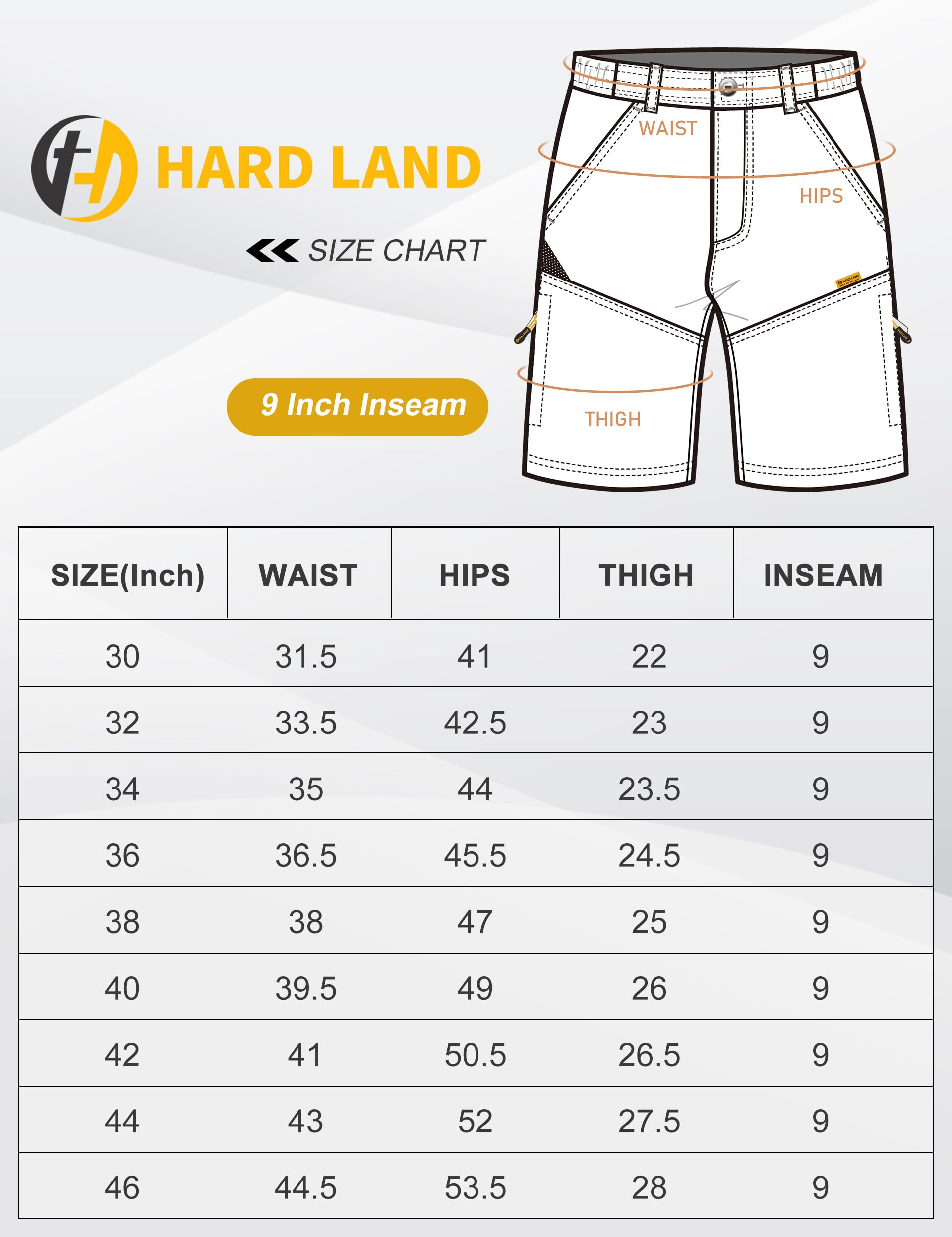 HARD LAND Men's Quick Dry Cargo Hiking Shorts with Multi Pockets