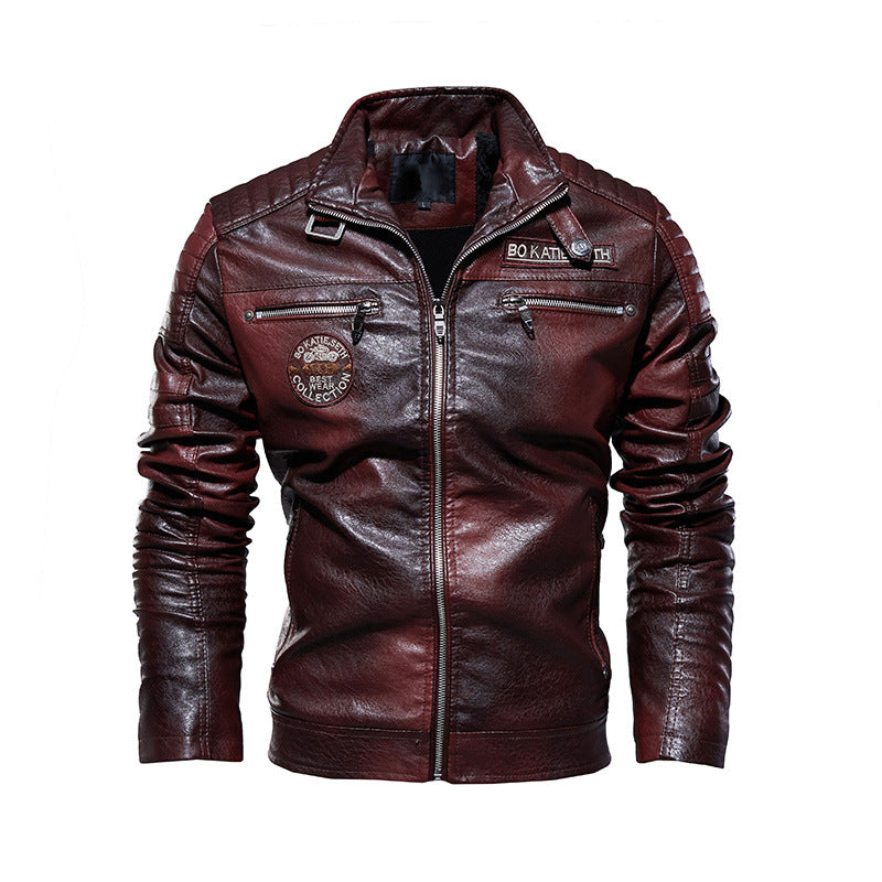 HARDLAND Men's Fashion Coat Leather Jacket Motorcycle Style
