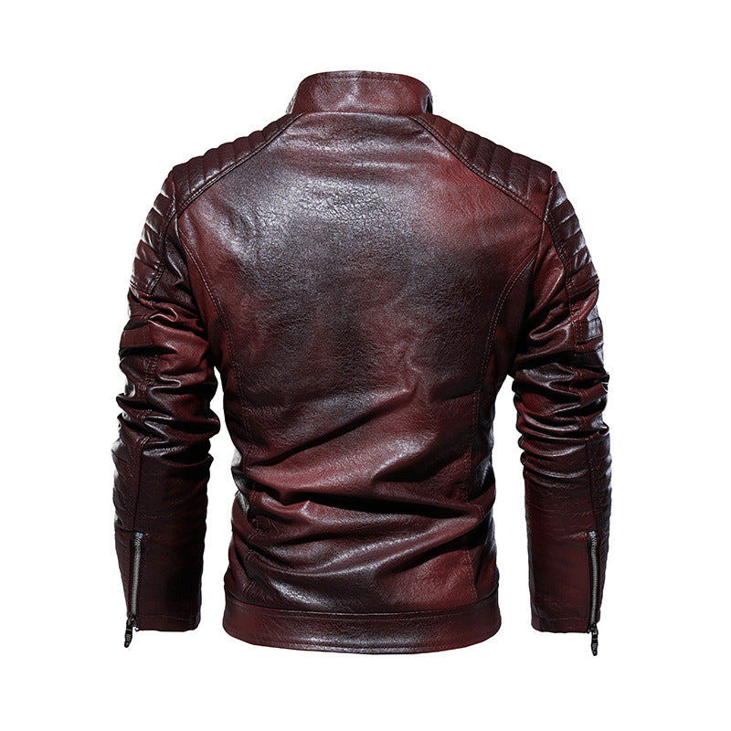 HARDLAND Men's Fashion Coat Leather Jacket Motorcycle Style