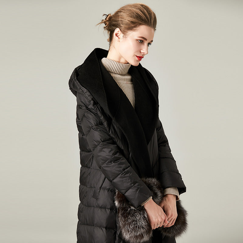 HARDLAND Winter Women's Coat Fashion Patchwork Long Puffer Coat Casual