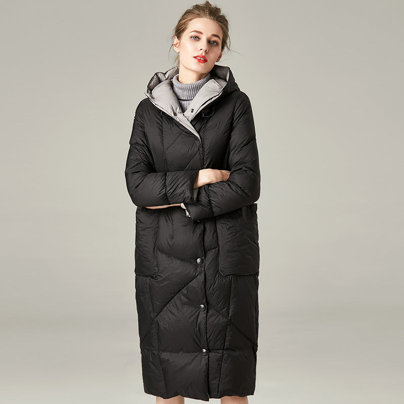 HARDLAND Women's Medium-long Down Jacket Loose Fashionable Coat