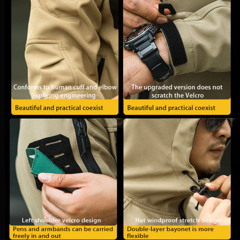 HARDLAND Men's Tactical Jacket Windproof Outdoor Multi-pocket Hooded