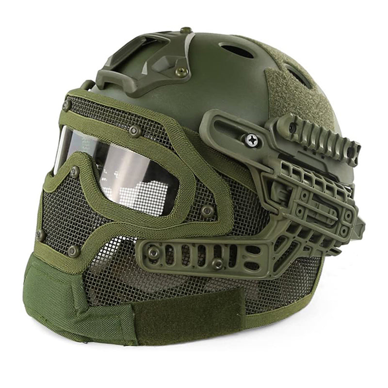 full face tactical motorcycle helmet HARDLAND Protection Fast Helmet ABS Tactical Mask, Army Green