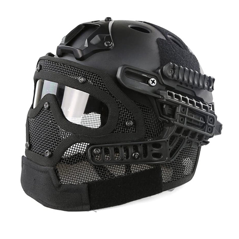 full face tactical motorcycle helmet HARDLAND Protection Fast Helmet ABS Tactical Mask, Black