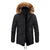HARDLAND Men's Coat Autumn Winter Plus Velvet Hooded Fur Collar Mid-Length Tooling Jacket