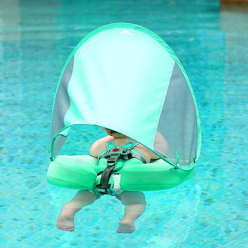 HARDLAND Baby Swim Float with Canopy, Non-Inflatable Solid Float