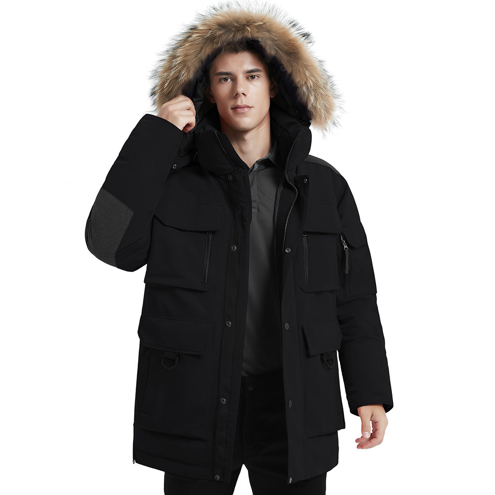 HARDLAND Men's Down Parka Jacket Hooded Insulated Thicken Parka