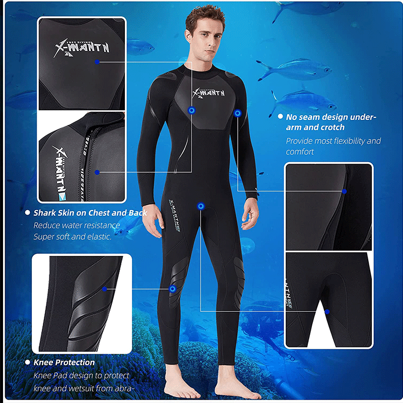 HARDLAND Men's Wetsuit with Back Zip-3mm Neoprene