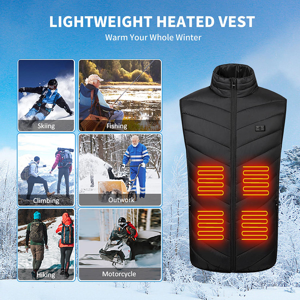 HARDLAND Heated Vest 11 Heating Zones, 2 Separate Controller, USB Lightweight Electric Heated Jacket for Men