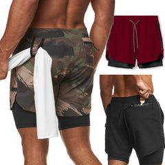 HARDLAND Men's 2 In 1 Double-deck Quick Dry GYM Sport Shorts