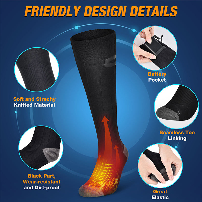 HARDLAND Electric Heated Socks Boot Feet Warmer USB Rechargable Battery Sock