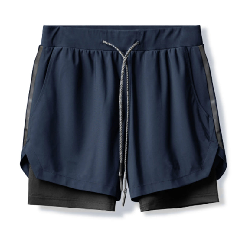 HARDLAND Men's 2 In 1 Double-deck Quick Dry GYM Sport Shorts