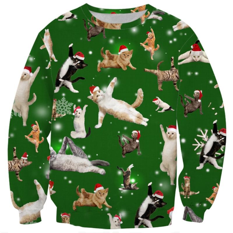 HARDLAND Unisex Ugly Christmas Crewneck Sweatshirt Novelty 3D Graphic Long Sleeve Sweater Shirt