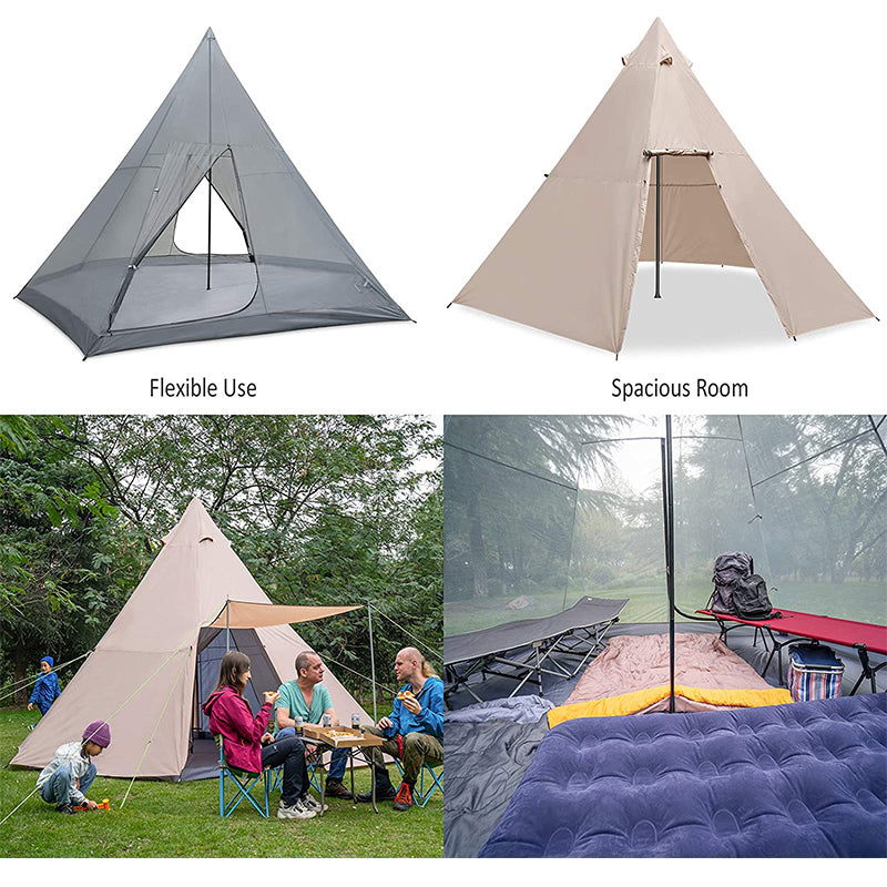 HARDLAND Large Waterproof Tipi Tents 8 Person Room Teepee Tent Instant Setup Double Layer