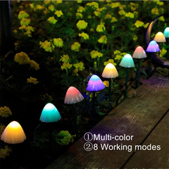 HARDLAND Solar Mushroom String Lights 8 Modes LED Fairy Light