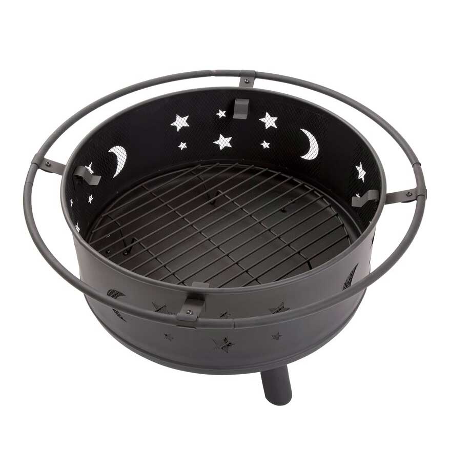 HARDLAND Star and Moon Steel Wood Burning Fire Pit
