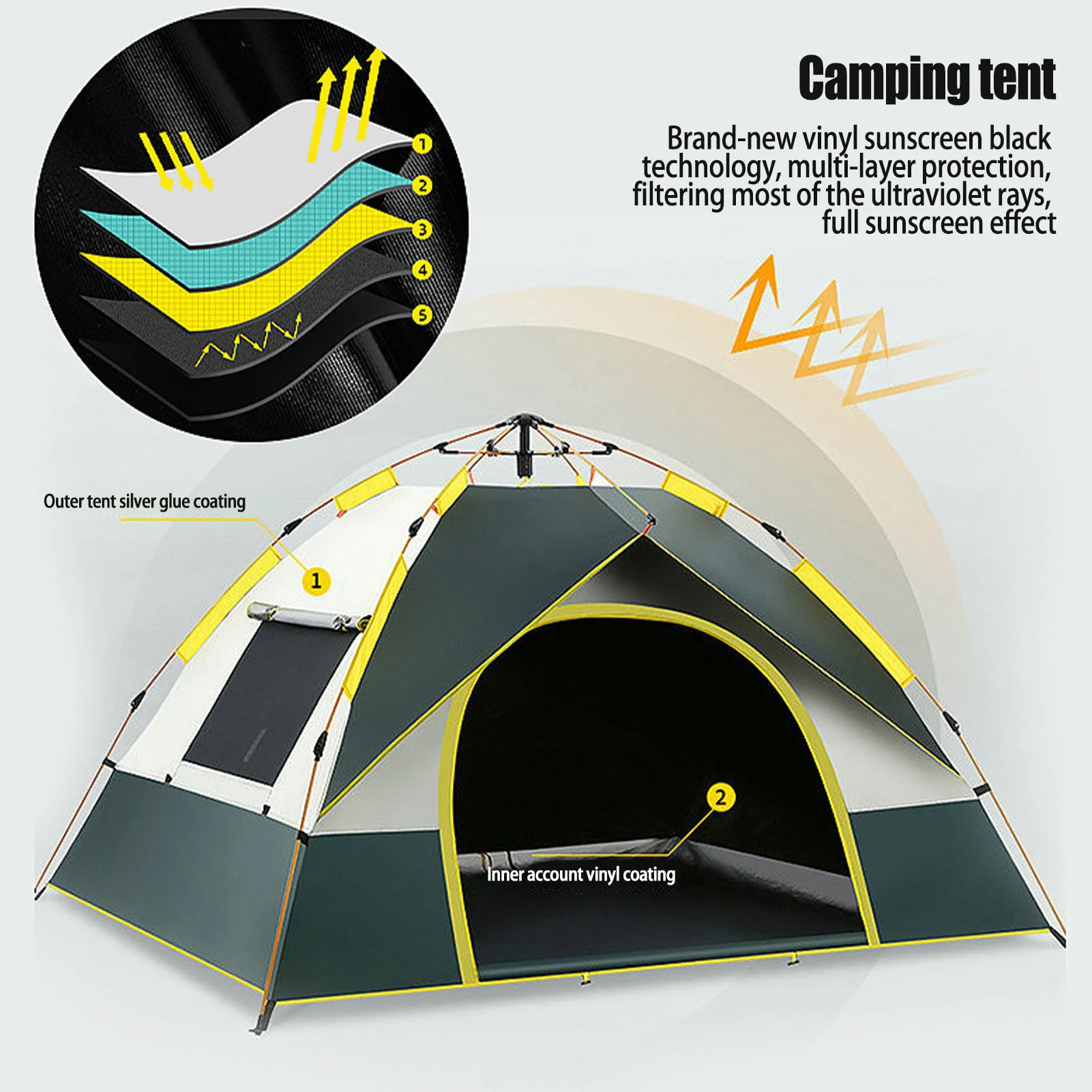 HARDLAND Outdoor Double Layer Camping Tent Easy Instant Pop Up