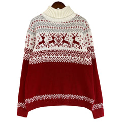 HARDLAND Christmas Sweater For Couples Knitted With Long Sleeves