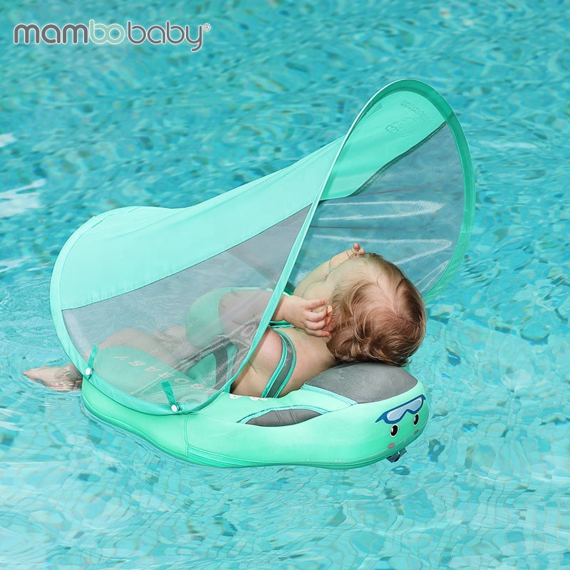 HARDLAND Baby Swim Float with Canopy, Non-Inflatable Solid Float