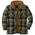 HARDLAND Men's Autumn And Winter Plaid Long-sleeved Loose Hooded Jacket Thickened Coat