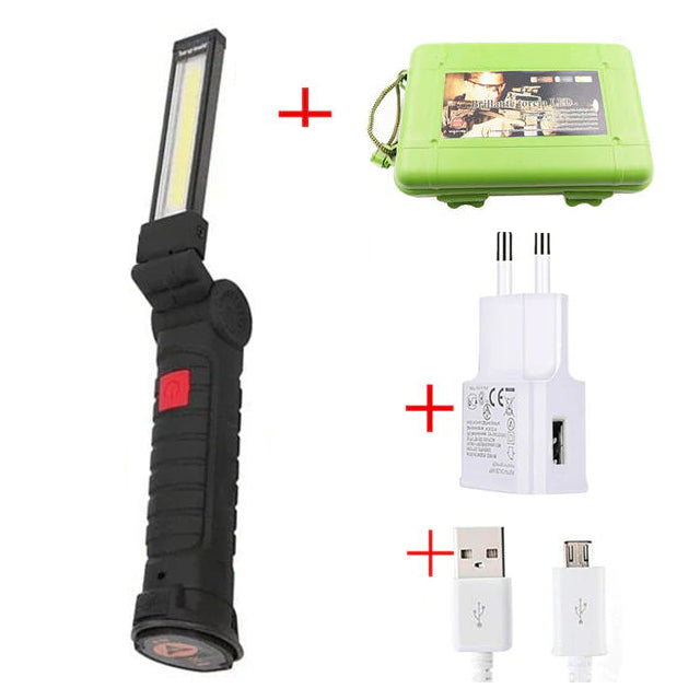 HARDLAND USB Rechargeable With Built-in Battery Set Multi Function Folding Work Light
